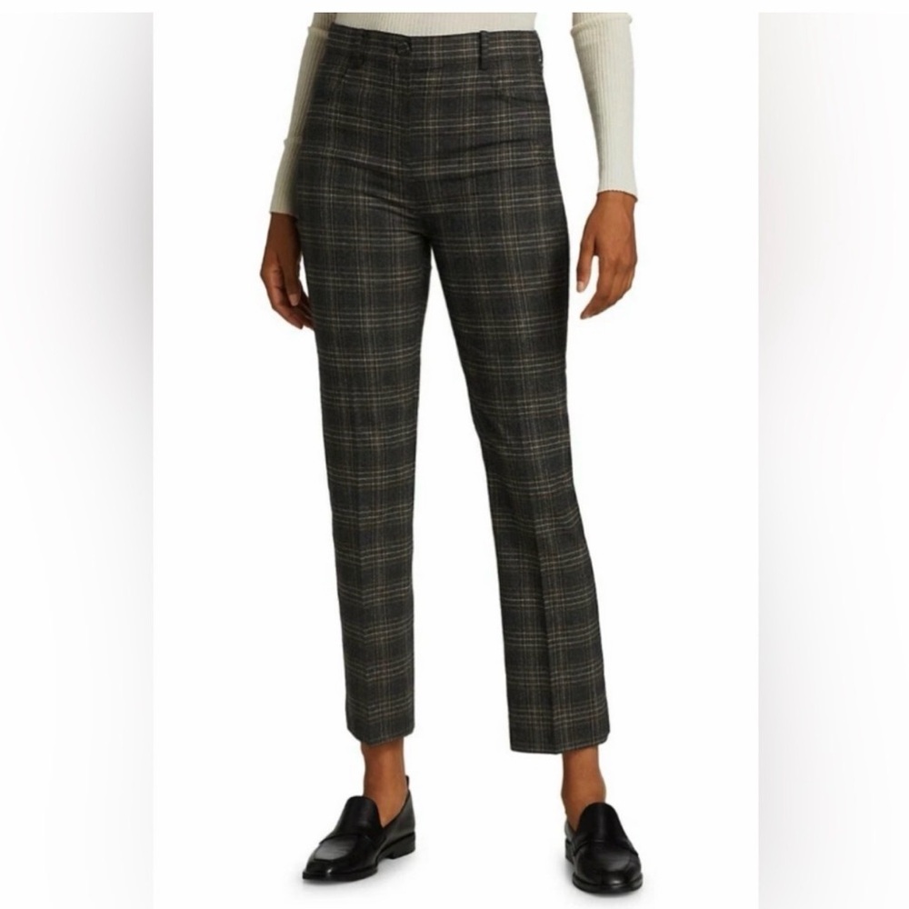 Theory Women's Plaid Slim Cropped Ankle Pants - Black & Gray
